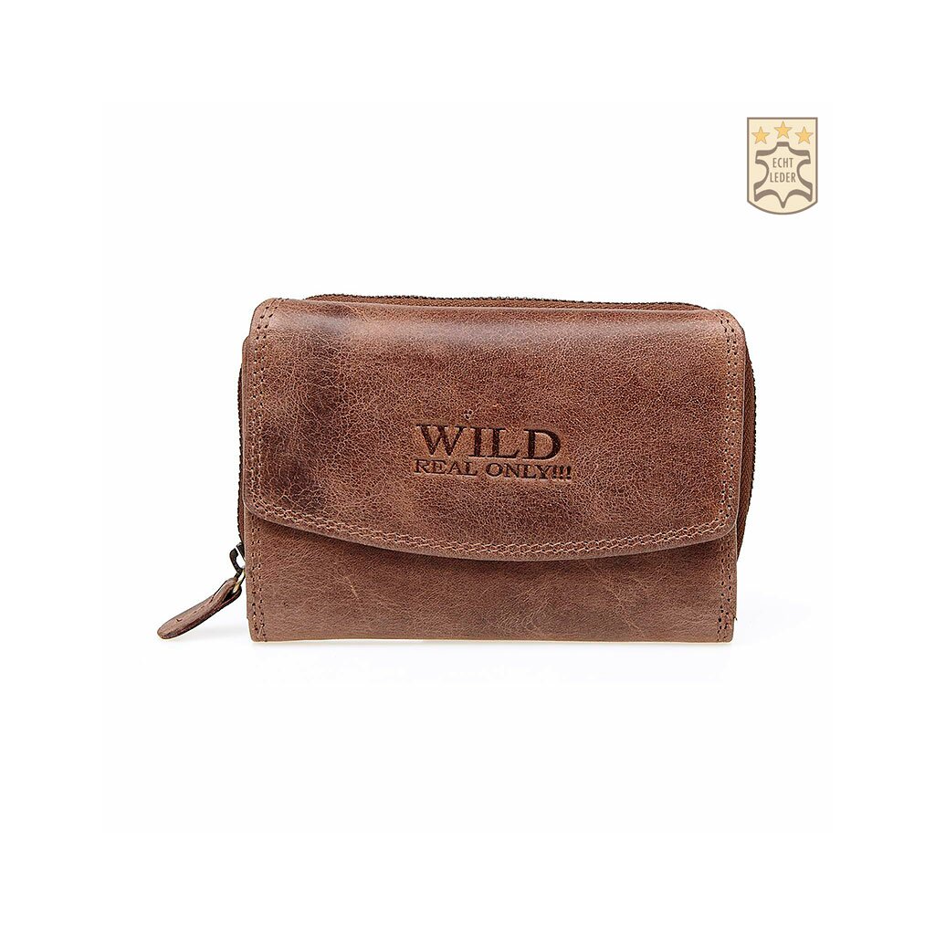 Wild Only - Dames Portemonnee - Buffel Leder - 12x9x3 cm - Cognac