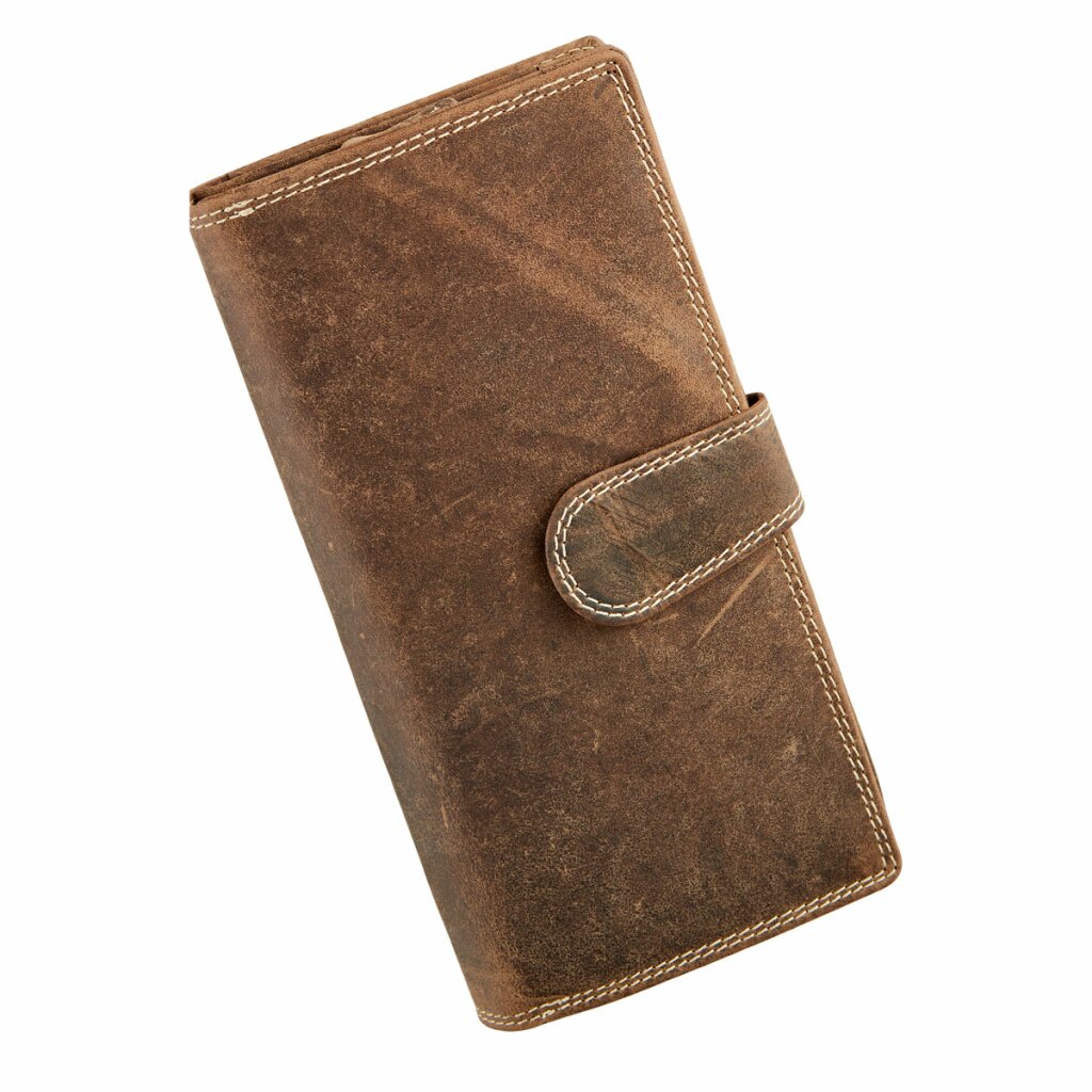 WILD REAL - Portemonnee Dames - Overslagportemonnee - Buffel Leder  - 17 x 10 x 3 cm - Inhoud 17 pasjes - Anti-Skim